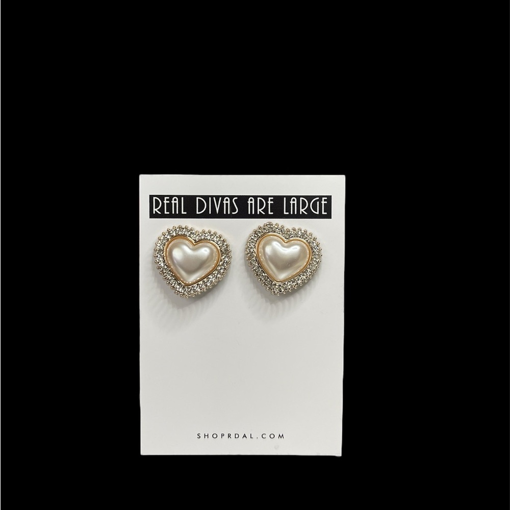 Pearl heart clip on earrings